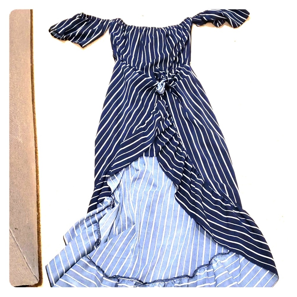 Vici Navy ruffle tie dress